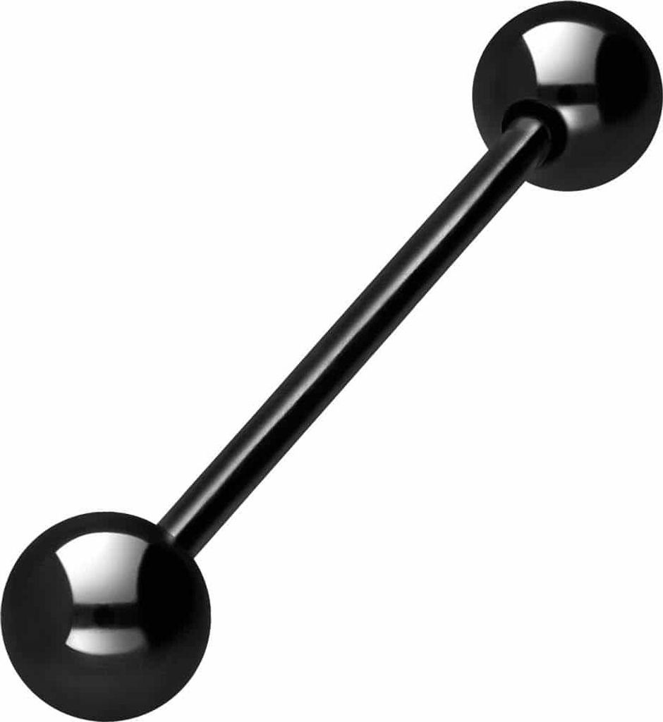 Zungenpiercing, Intim-Piercing Titan Barbell Schwarz Stablänge: 30mm + Stabstärke: 1,6mm + Kugelgröße: 6mm