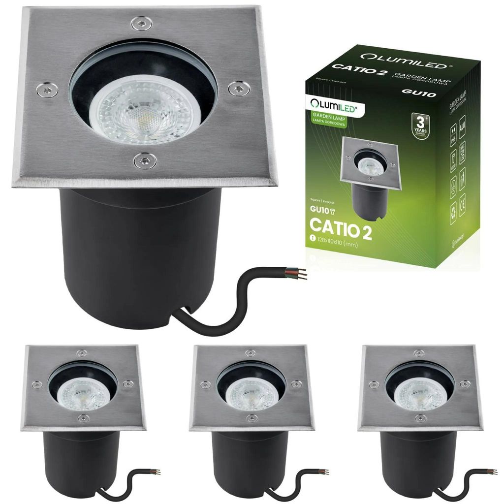 LUMILED Zestaw 4 lamp wpuszczanych, dogruntowe reflektory Zdjęcie produktu 