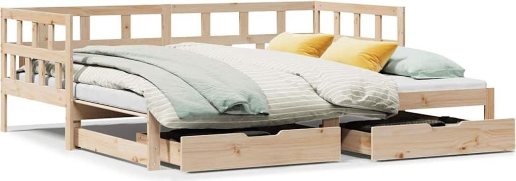 Tagesbett Ausziehbar mit Schubladen ohne Matratze 80x200 cm