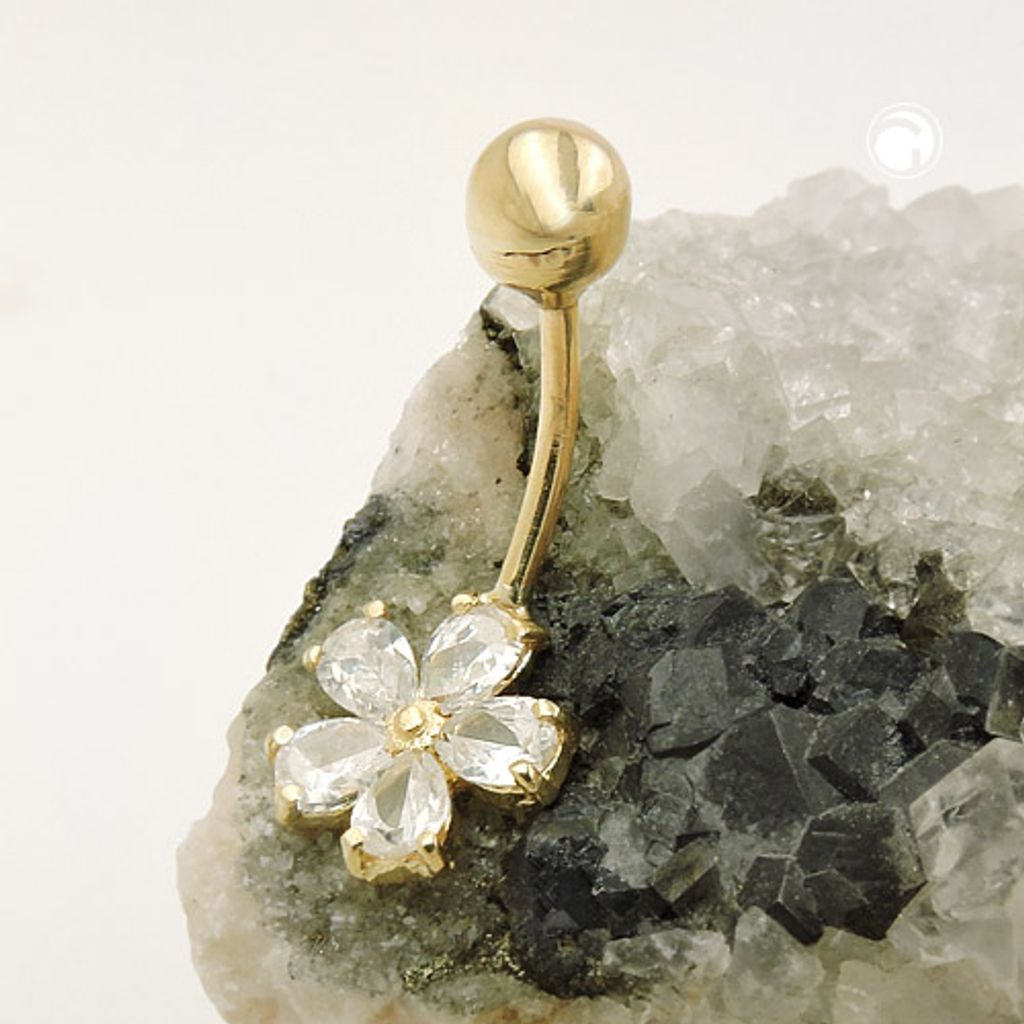 Piercing Banana Zirkonia-Blume 9Kt GOLD Produktbild 
