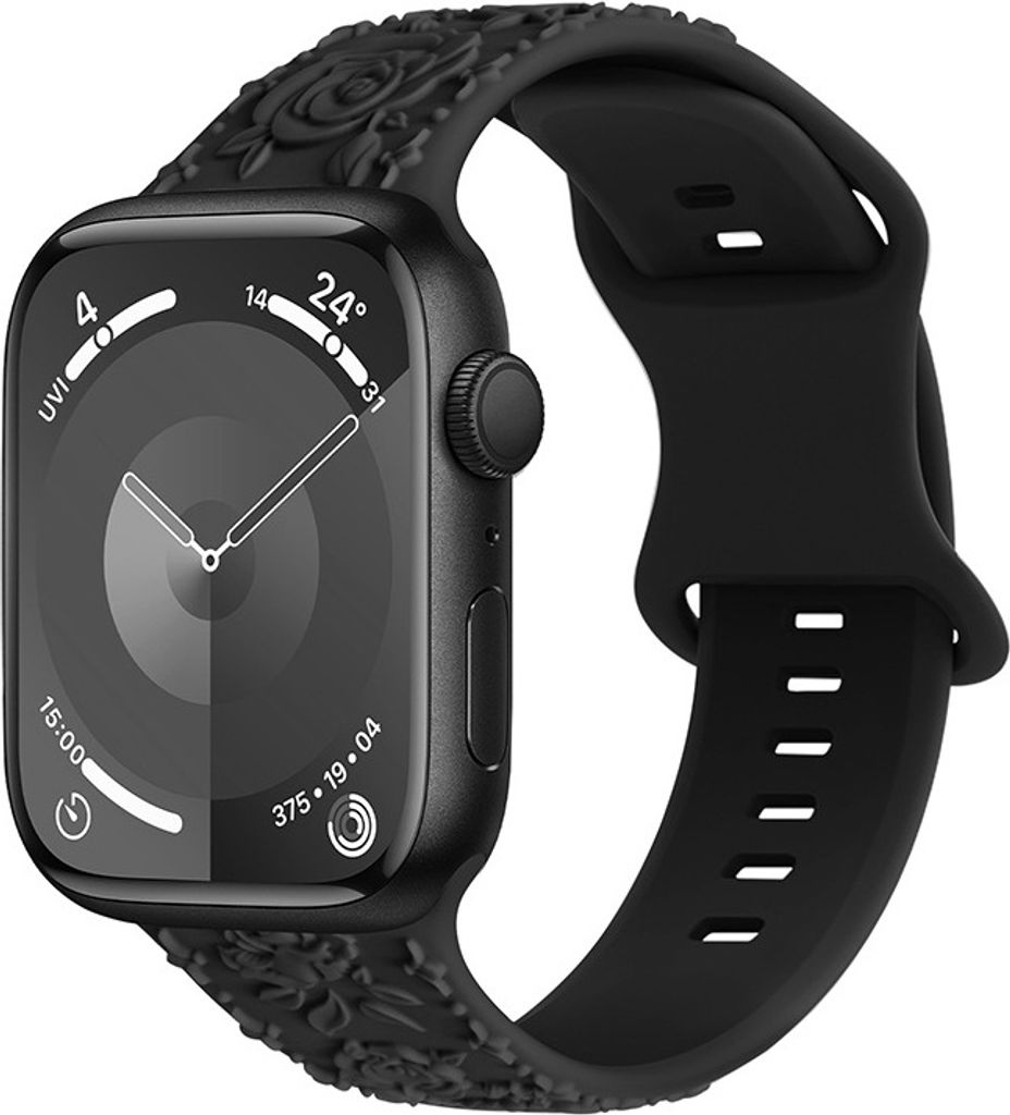 INF 3D-Rosen-Silikonarmband für Apple Watch Schwarz 22 mm