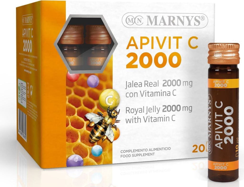 MARNYS Apivit C 2000 – Vitamin C und Gelée Royale für Energie und Immunität in Ampullen 20x10 ml