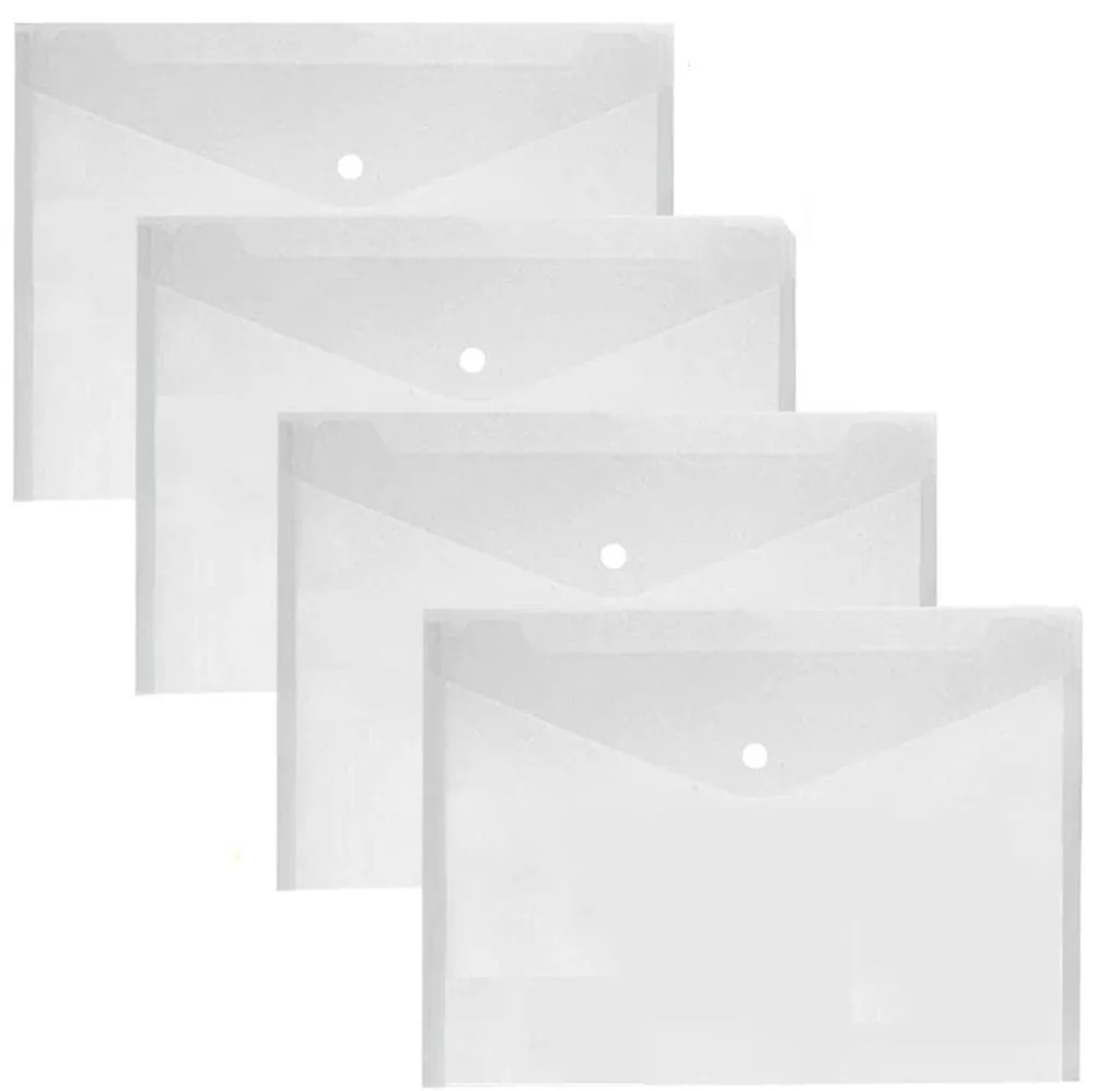 Pochettes A4 en Plastique Résistant avec Fermeture Bouton Sécurisée