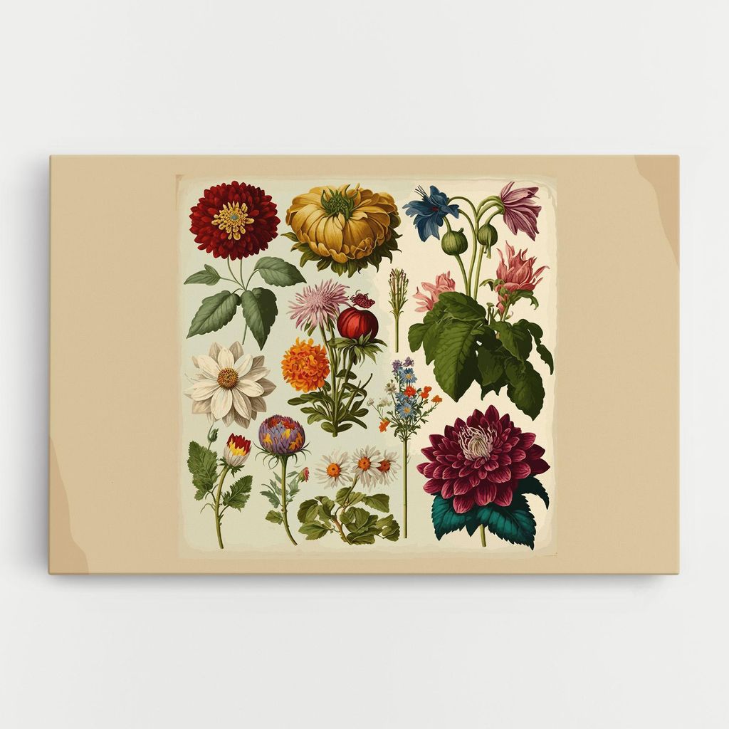 ARTHUB Leinwandbild 80x120 cm, Vintage Botanical | Wohnzimmerdekoration, Hängende Bilder, Wanddekoration, Heimdekoration, Moderne, Collagen