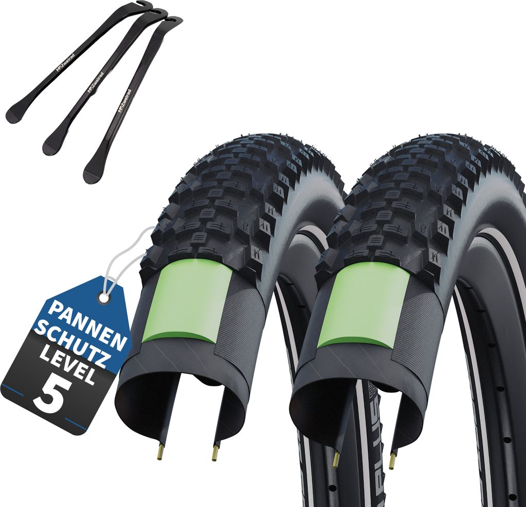 Schwalbe Fahrradreifen Smart Sam Plus DD HS624 28 Zoll 42-622 Draht GreenGuard schwarz + MSZweirad Reifenheber