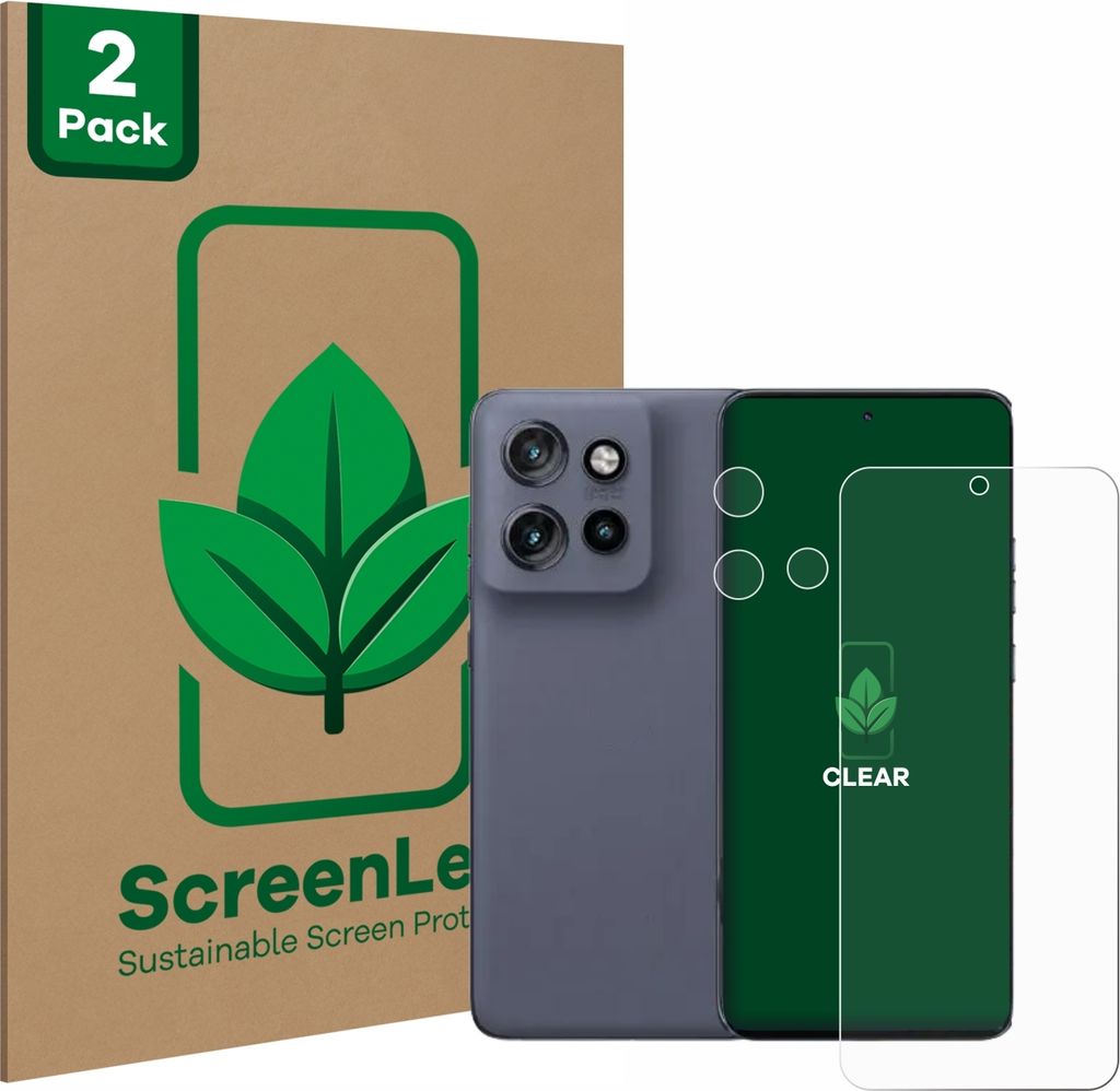 2x ScreenLeaf Schutzfolie für Motorola Edge 50 Neo (Display+Kamera) nachhaltiger Displayschutz Display Schutz Folie Klar Transparent