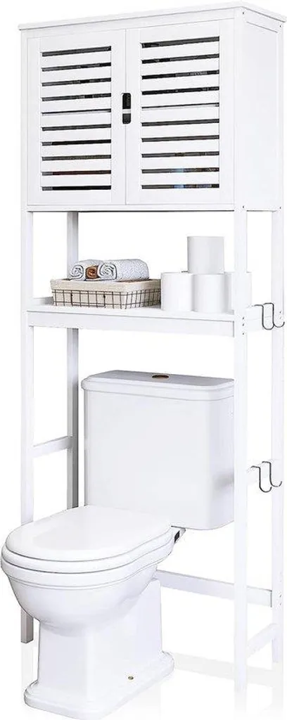 Meuble WC compact en bambou blanc : la solution pour petits espaces