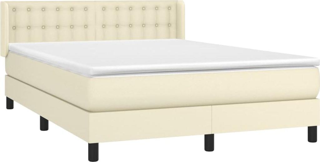 vidaXL Boxspringbett mit Matratze Creme 140x190 cm Kunstleder