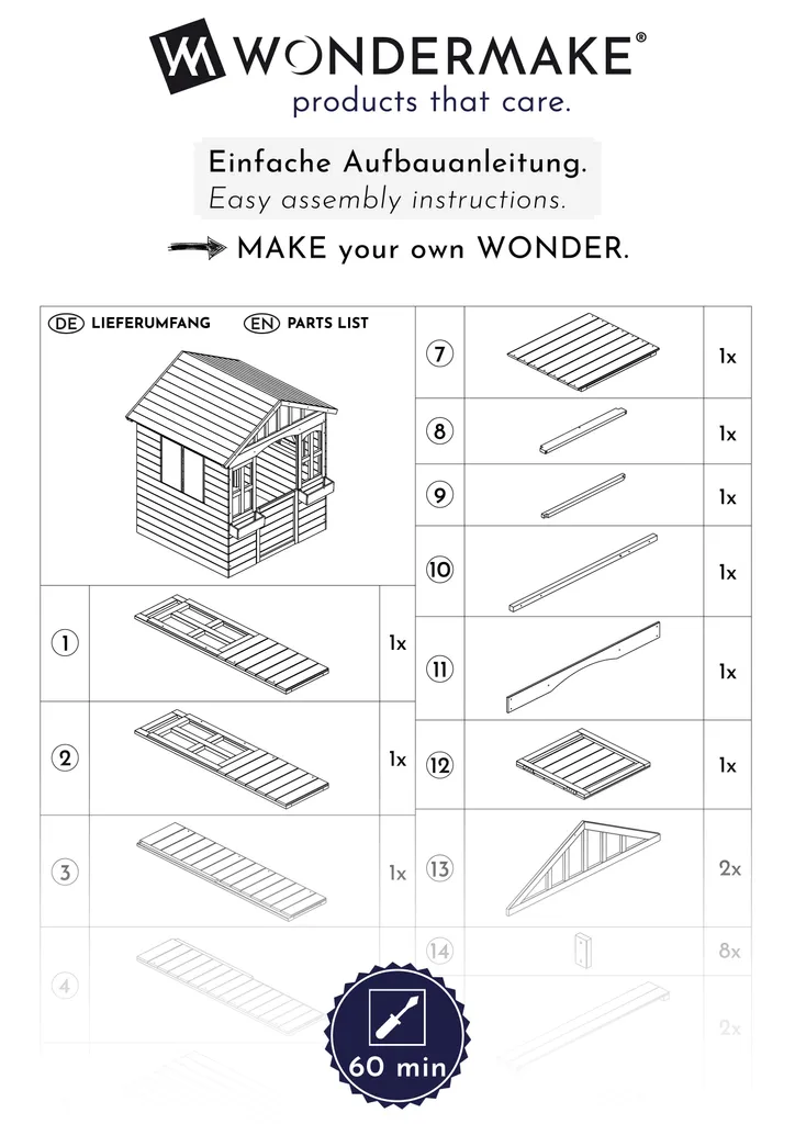 Cabane bois enfant WONDERMAKE résistante intempéries avec jardinières - 8
