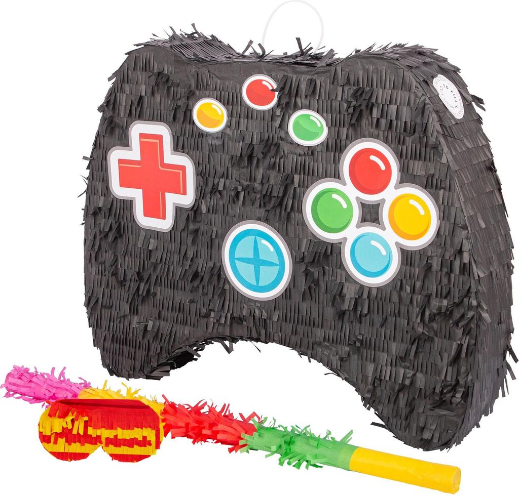Fax Potato 3-teiliges Gamecontroller-Pinata-Set mit Stick und Augenbinde – Multi Stick
