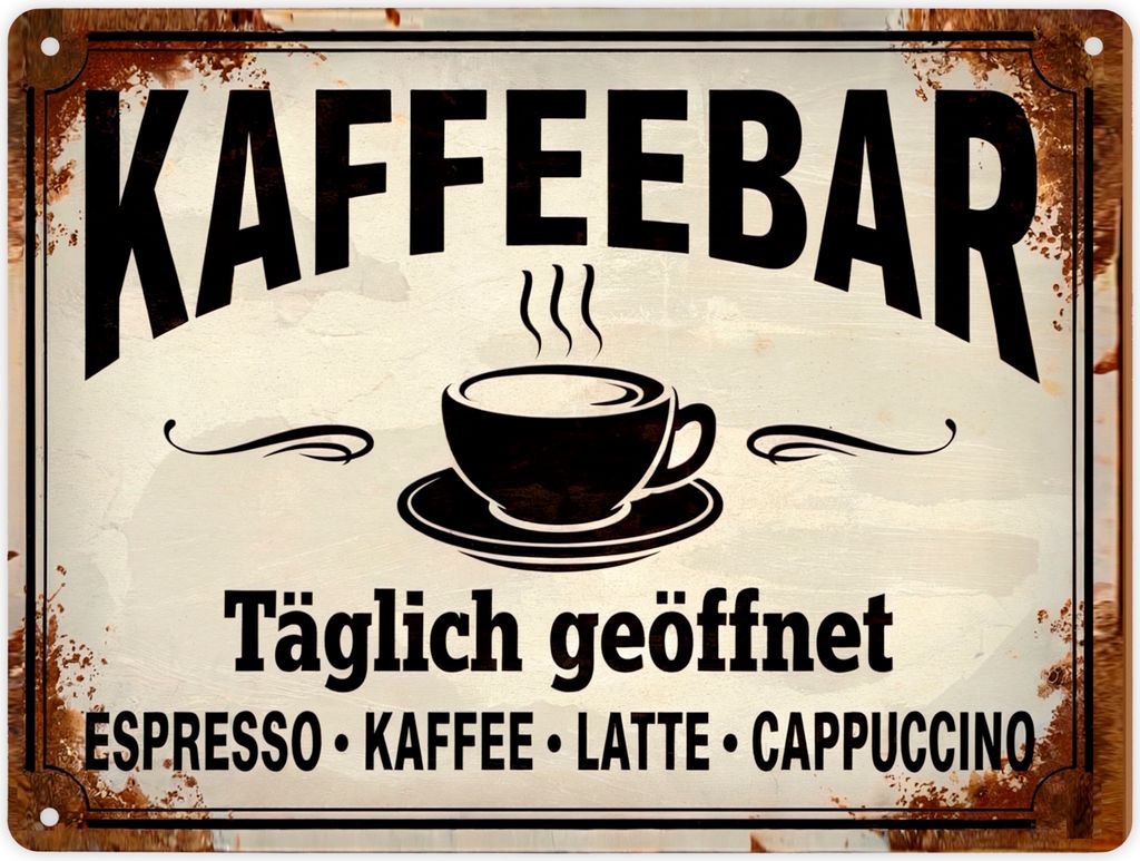Kaffeebar Metallschild XL in 21x28 cm im Vintage-Stil Produktbild 1