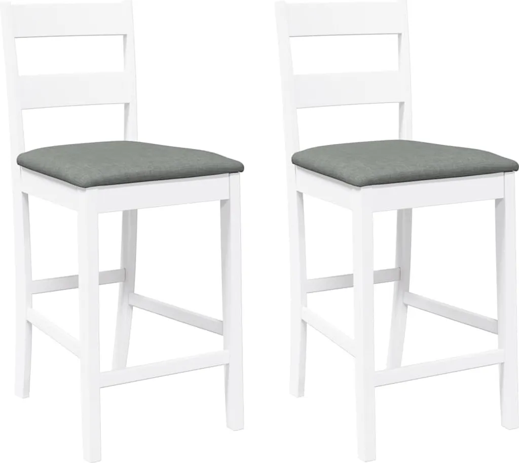vidaXL Sgabelli da Bar Legno Massiccio Bianco con Cuscino 2 pz
