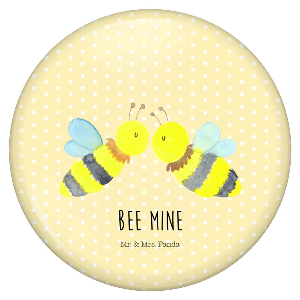 Mr. & Mrs. Panda Badge Biene Liebe - Gelb Pastell - Geschenk, Fun-Button, Ansteck Pin, Button, Plakette