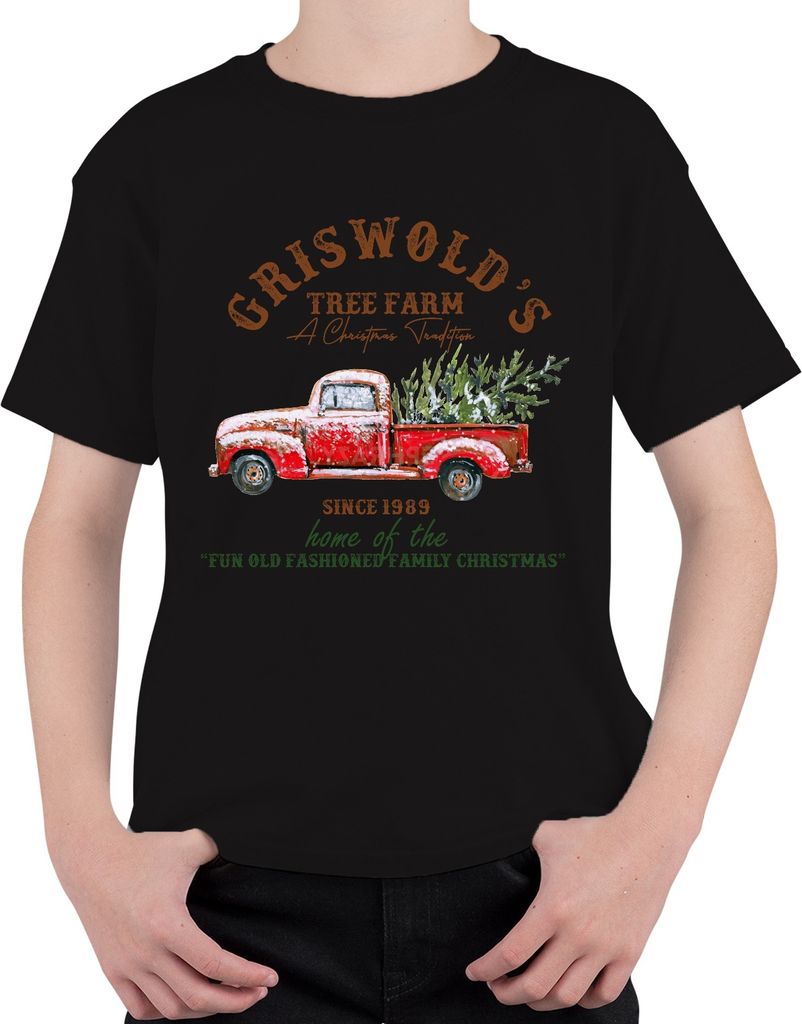 Griswold's Tree Farm orange Clark - Weihnachten Christmas Xmas Uni Kinder T-Shirt, Schwarz, 140