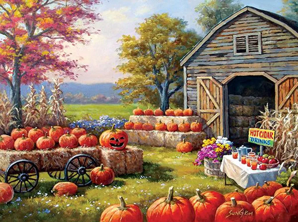 Puzzle 1000 pièces Citrouilles d'Automne - Finition Mate Haute Qualité