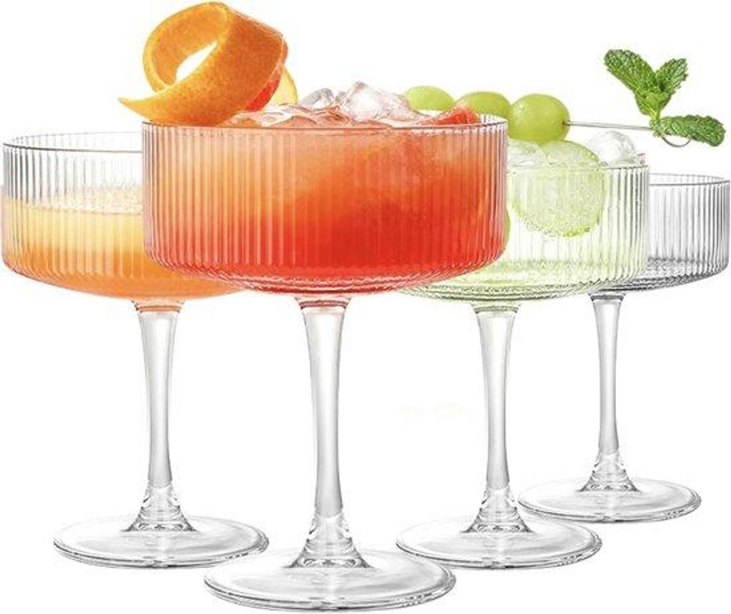 Kristallen Coupe Glazen Set 4 Stück Transparant Glaswerk 260 ml