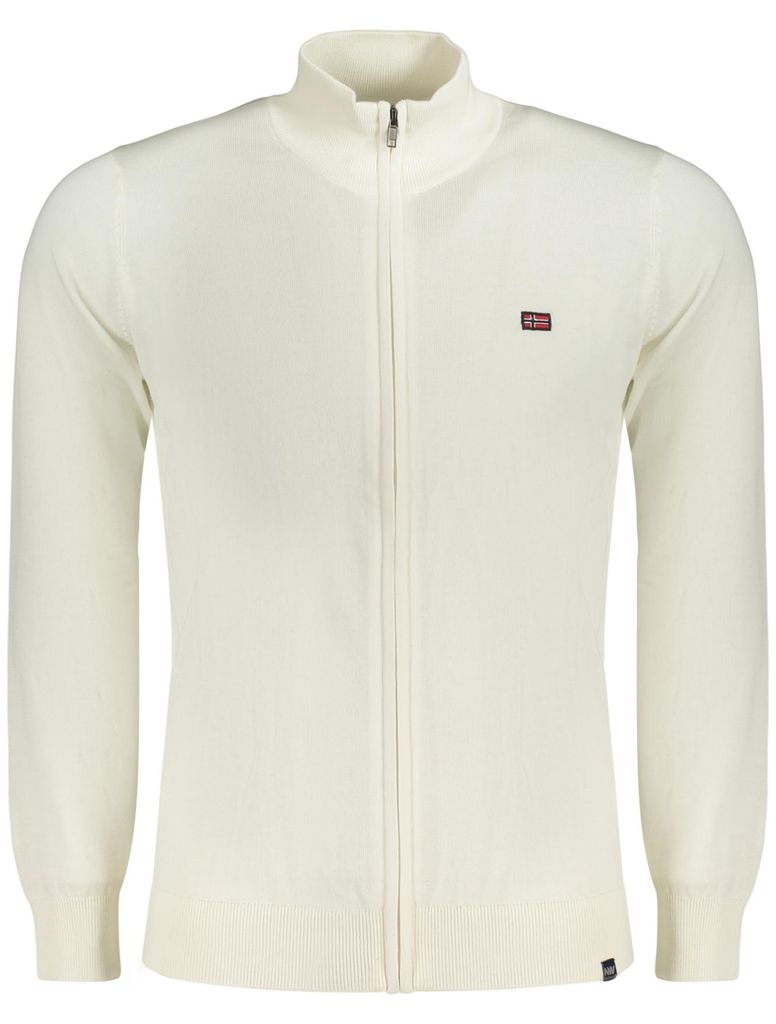 Eleganter Herren-Cardigan Weiß - Premium Norwegen Strickjacke mit Zipper