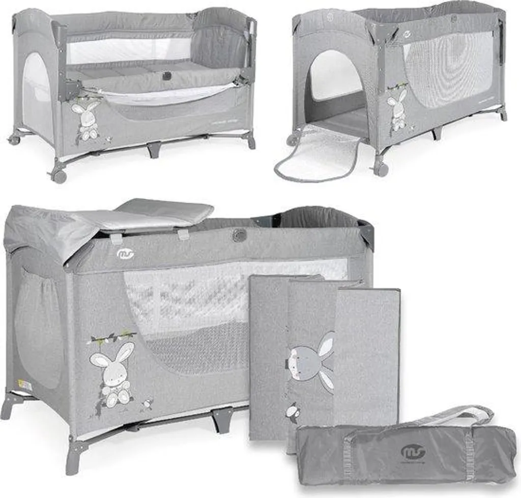 Lit de voyage bébé pliable et compact pour vacances et week-end - Gris Pro