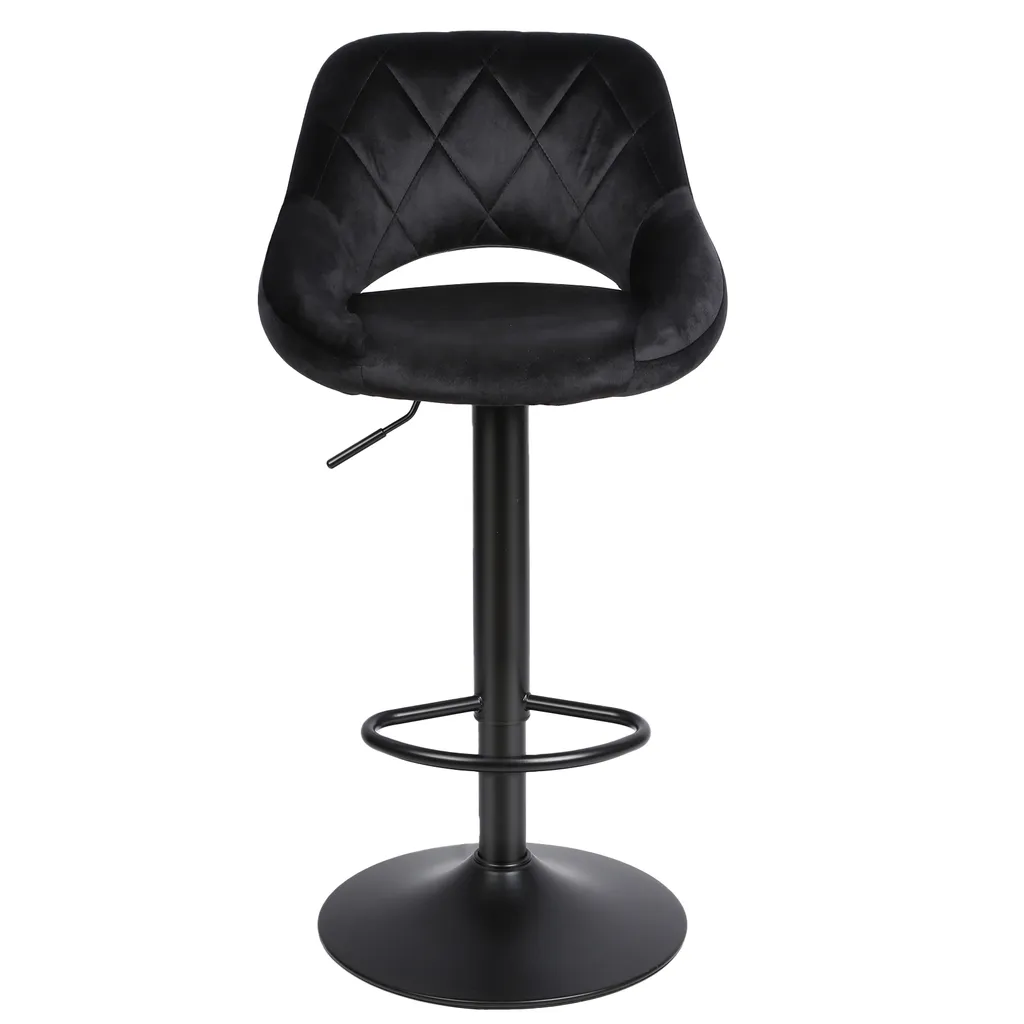 Tabouret de bar en velours noir stable et confortable - Pack de 2 - 5