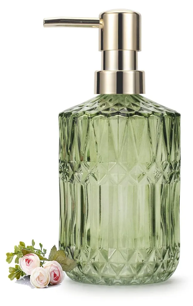 Distributeur de savon en verre anti-rouille pour évier de cuisine vert