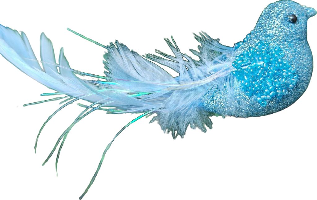 Glitzerndes Vogel-Ornament mit Federn, funkelndes Design mit Clip, Weihnachtsbaum-Dekoration, festlicher Charme für Zuhause