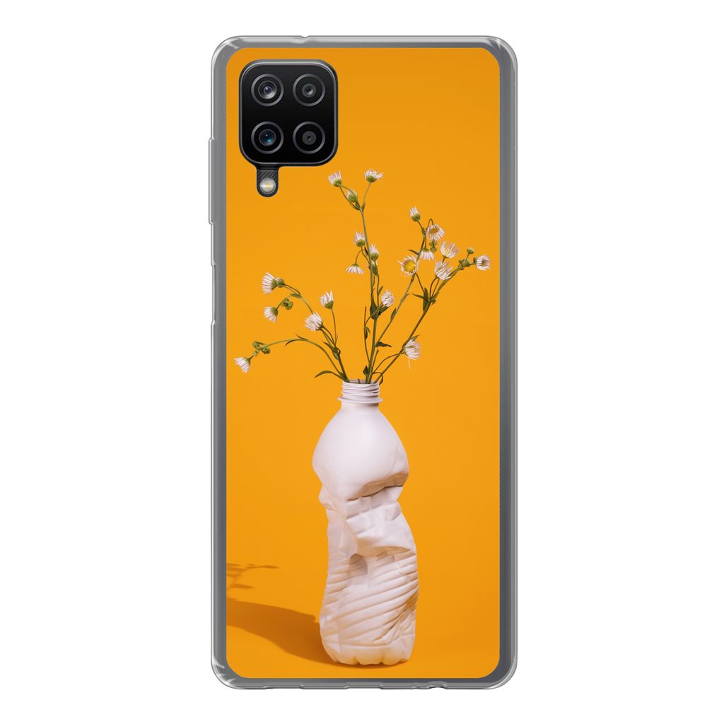MuchoWow Handyhülle Schutzhülle Hülle für Samsung Galaxy A12 Flasche - Blumenstrauß - Gelb Silikon Softcase Handy Hülle - Bild