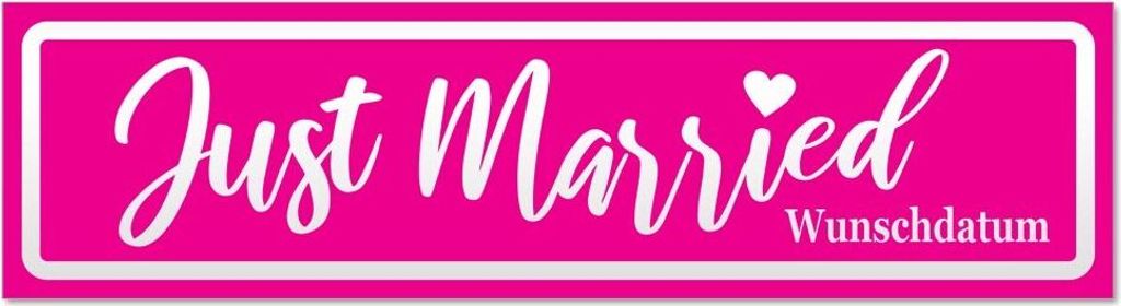 Kiwistar - Autoaufkleber - Pink - 45 x 12 cm - Just Married Wunschdatum V2 invertiert - Hinweis Aufkleber Sticker für Auto, Kfz, Fahrrad, PKW, LKW