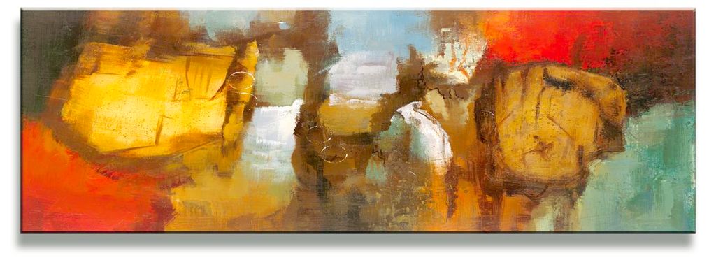 5726 Abstraktes Leinwandbild Rot Orange 120x40 cm