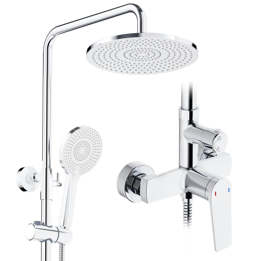Duschsystem mit Armatur, mit Ablage, 25 X 25 cm Rund Produktbild 