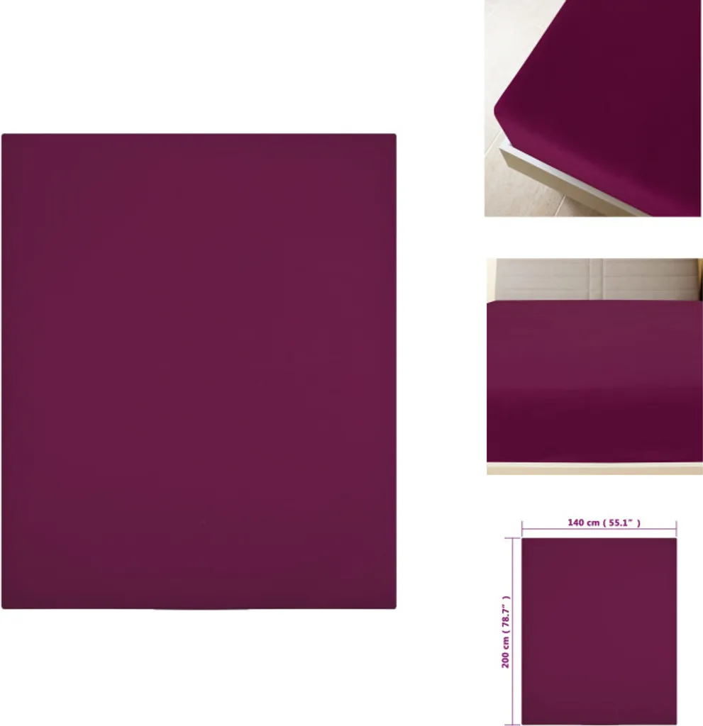 vidaXL Set 2 Lenzuola con Angoli Jersey 140x200 cm Bordeaux Cotone