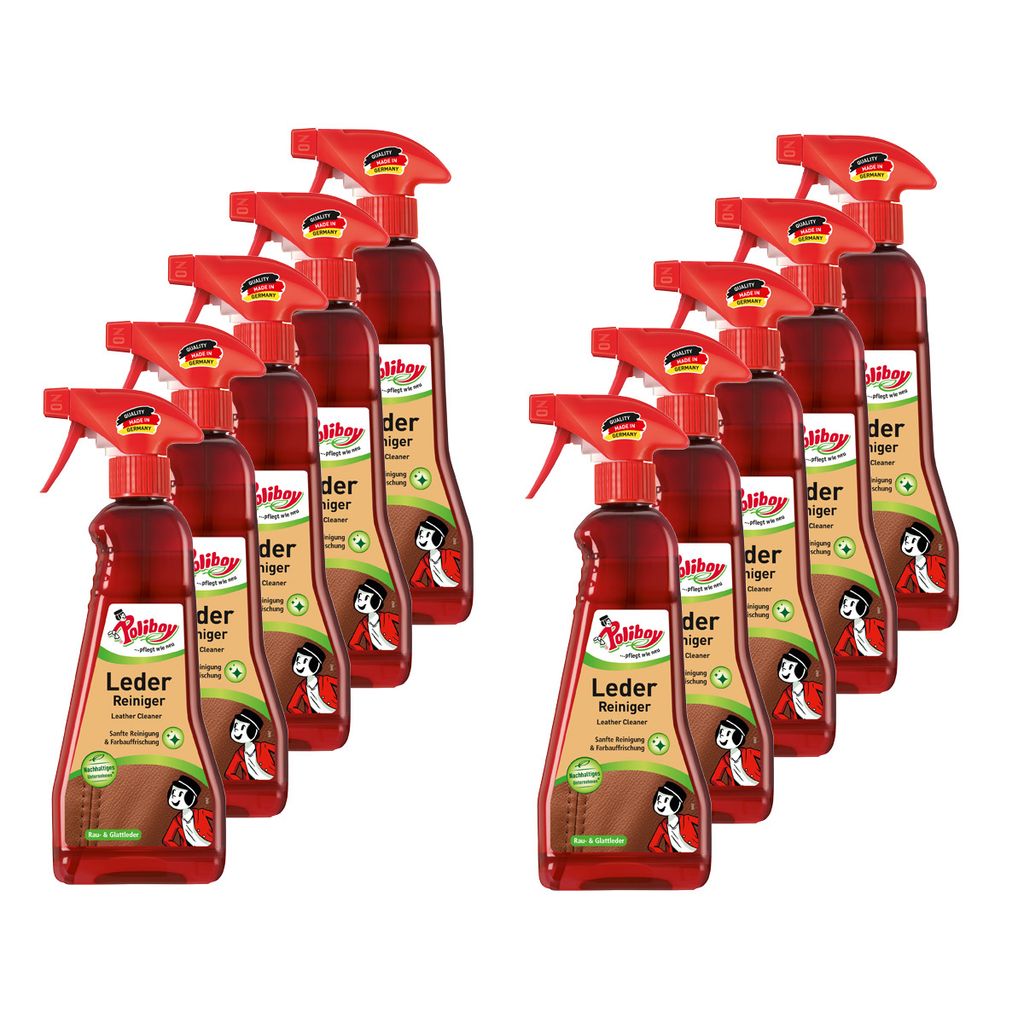 Poliboy Lederreiniger Sprühflasche, 10er Set - 3,75L, Inhalt jeweils 375 ml, Reinigung & Pflege