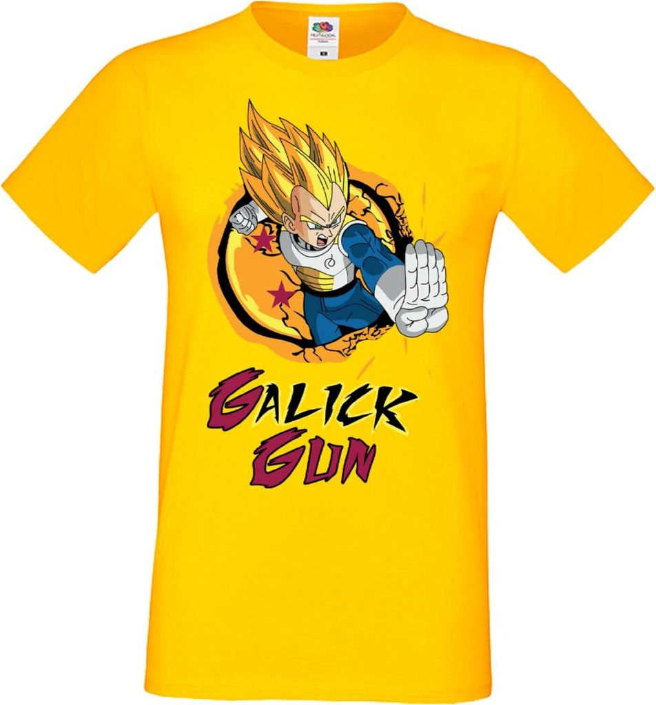 Herren T-Shirt Manga Anime Dragon Anime Manga Ball Z Vegeta Galick Gun Galick Gun, Man 3XL / Gelb