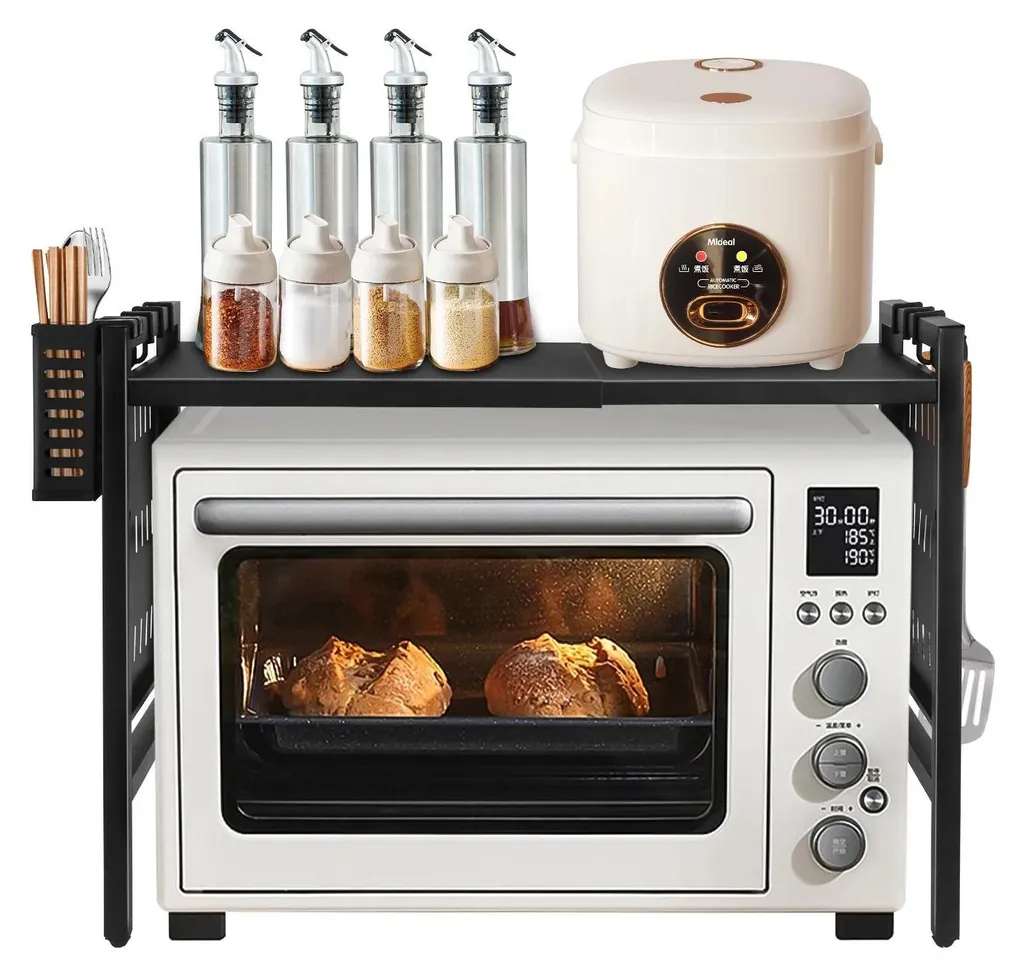 Support Micro-ondes Réglable : Solution Rangement Cuisine Acier - 4