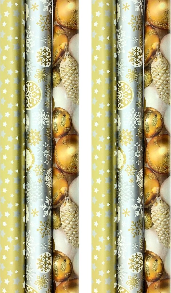 Benza Geschenkpapier – Weihnachtspapier für Weihnachten – 3 Meter x 70 cm – 6 Rollen