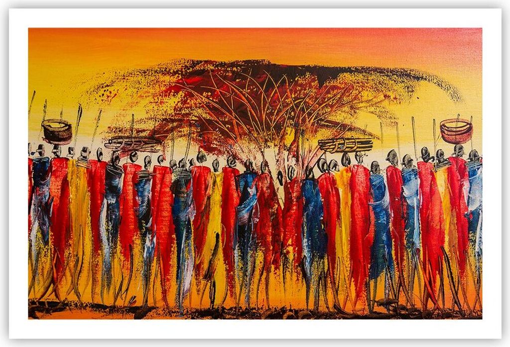 Poster - Poster ohne Rahmen - Afrika Stamm - 91,5x61 cm - Wand Bild - Wanddeko - Wandbilder - Kunstposter - Wandposter - Bilder - Kunstdruck - Wand...