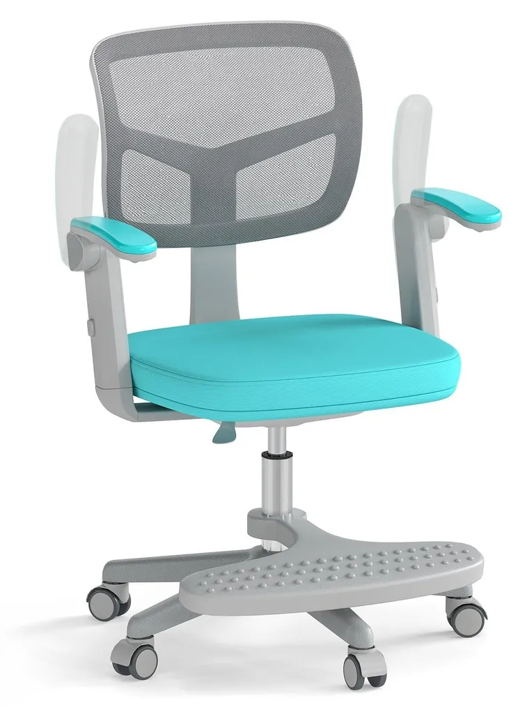 Siège de bureau junior turquoise pivotant et ajustable en hauteur