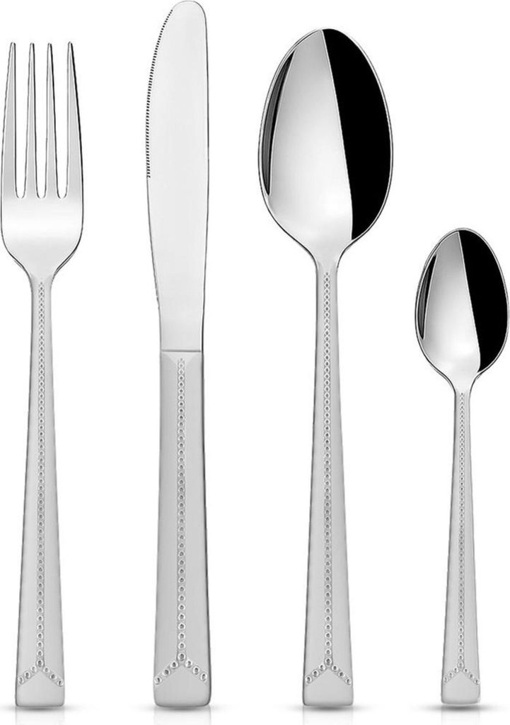 Orion | Besteckset Silber - 24-teilig Edelstahl - Für 6 Personen - Messer, Gabeln, Löffel und Teelöffel - Spülmaschinenfest