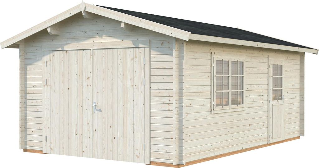 Palmako Garage Roger 19,0 m² - 44 mm - mit Holztor naturbelassen