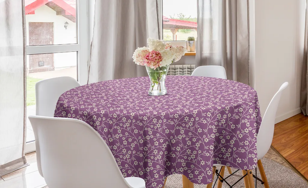ABAKUHAUS Tovaglia Rotonda 150cm Floreale Lilla - Decorazione Cucina