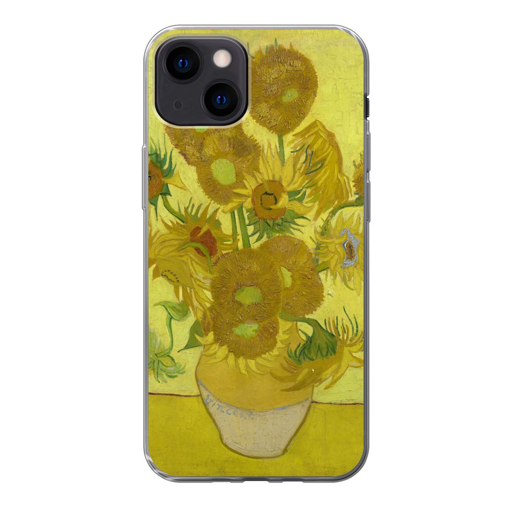 MuchoWow Handyhülle Schutzhülle Hülle für iPhone 13 Sonnenblumen - Vincent van Gogh Silikon Softcase Handy Hülle - Karteninhaber