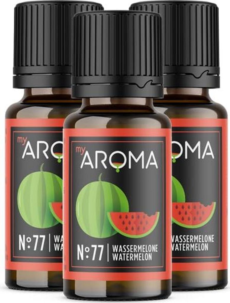 myAROMA Flavour Drops Wassermelone 3x10ml – Zuckerfrei, Kalorienfrei & Vegan, Ohne Künstliche Farbstoffe