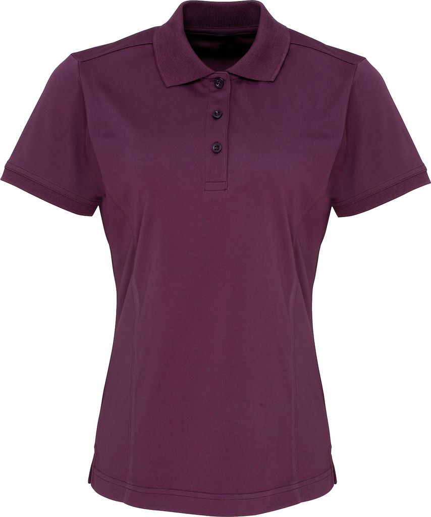 Premier Damen Coolchecker Piqué Polo-Shirt / Polohemd, Kurzarm RW4402 (S) (Aubergine)