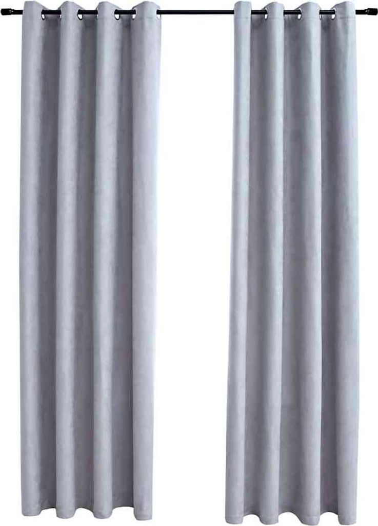vidaXL Verdunkelungsvorhänge mit Metallösen 2 Stk. Grau 140x245cm