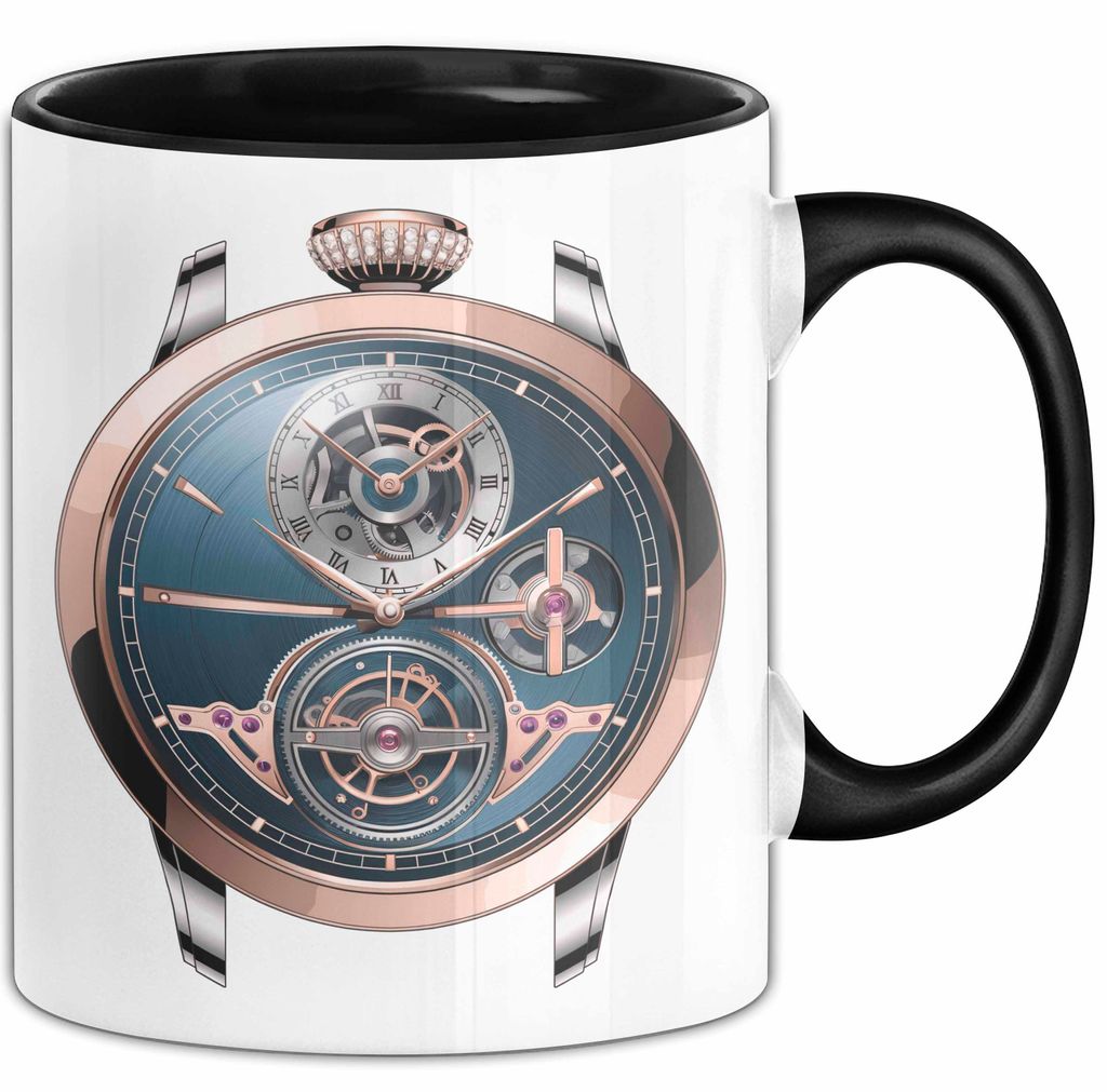 Luxusuhren Sammler Tasse Geschenkidee Zeitmesser Liebhaber (Schwarz)