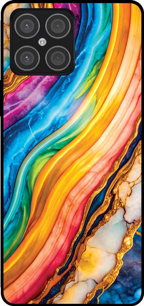 Smartphonica Telefon Fall geeignet für Huawei Honor X8 4G mit Regenbogen Gold Marmor Print - TPU Backcover Fall Regenbogen Gold Marmor Design