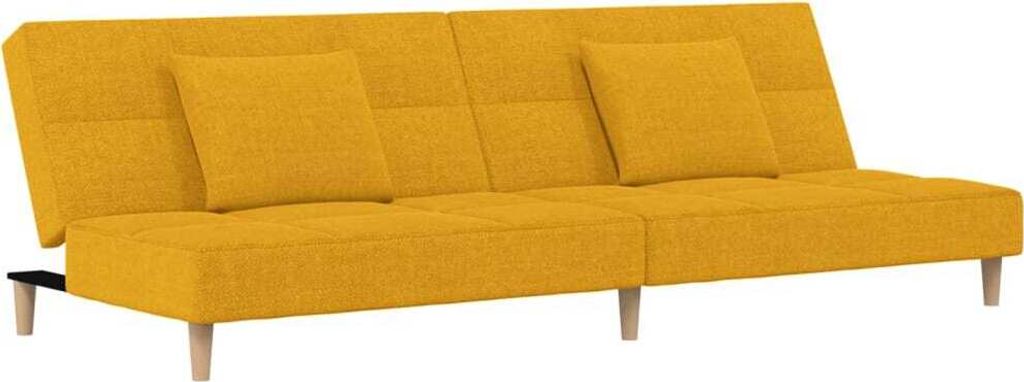 Schlafsofa 2-Sitzer mit 2 Kissen Gelb Stoff