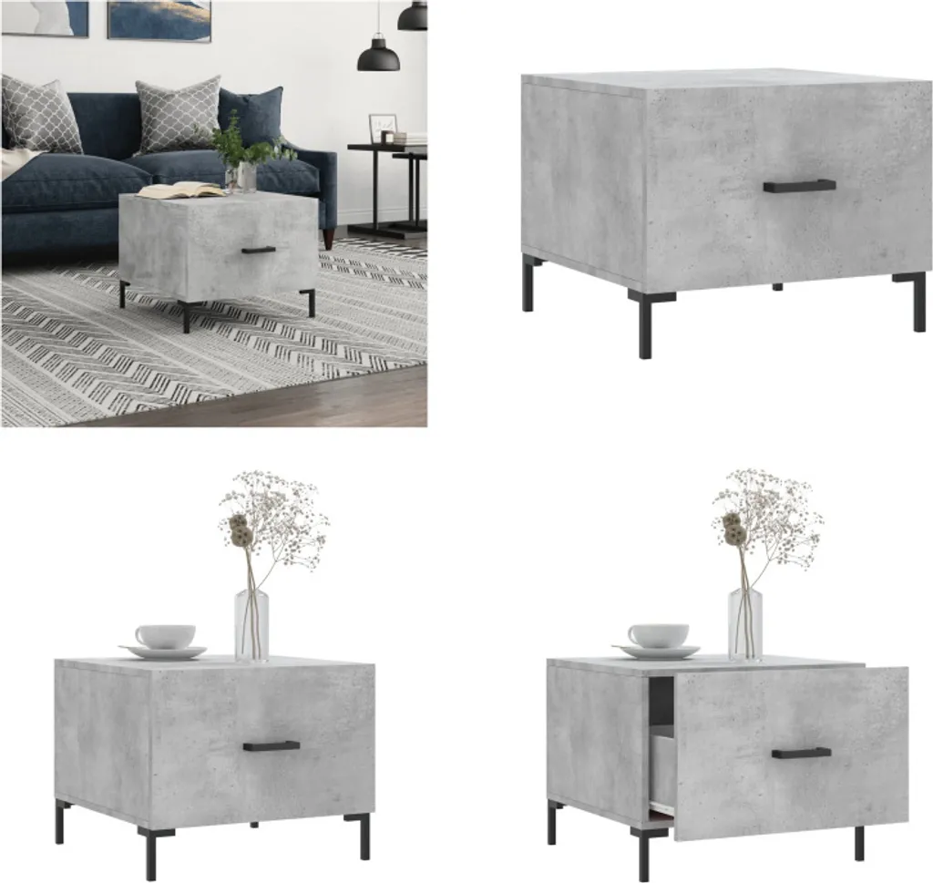 Tavolino da Divano 50x50x40 cm Grigio Cemento - vidaXL Salvaspazio