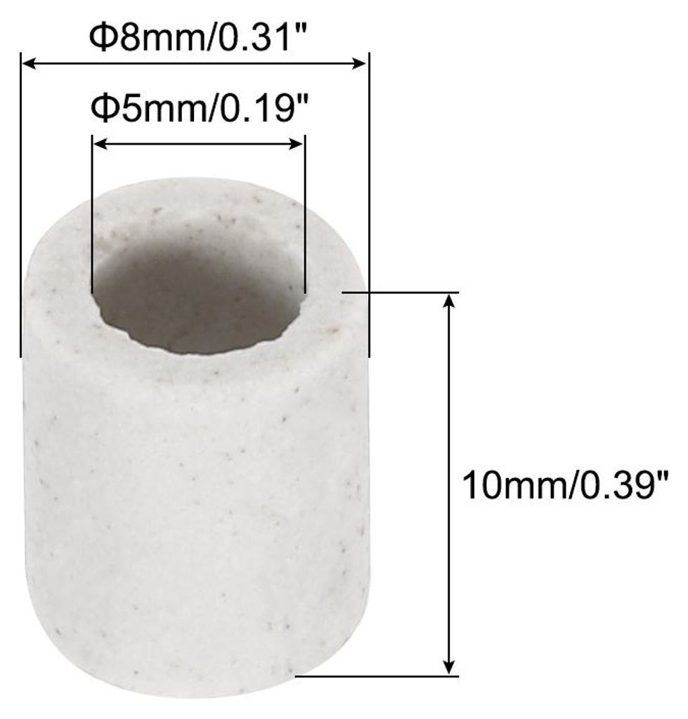 30 Stš¹ck Einlochzylinder Keramikrohr 5mm Innendurchmesser, 8mm Au?endurchmesser, 10mm L?nge Rund Keramik Rohr fš¹r Kabel Isolierung Kabelmanag...