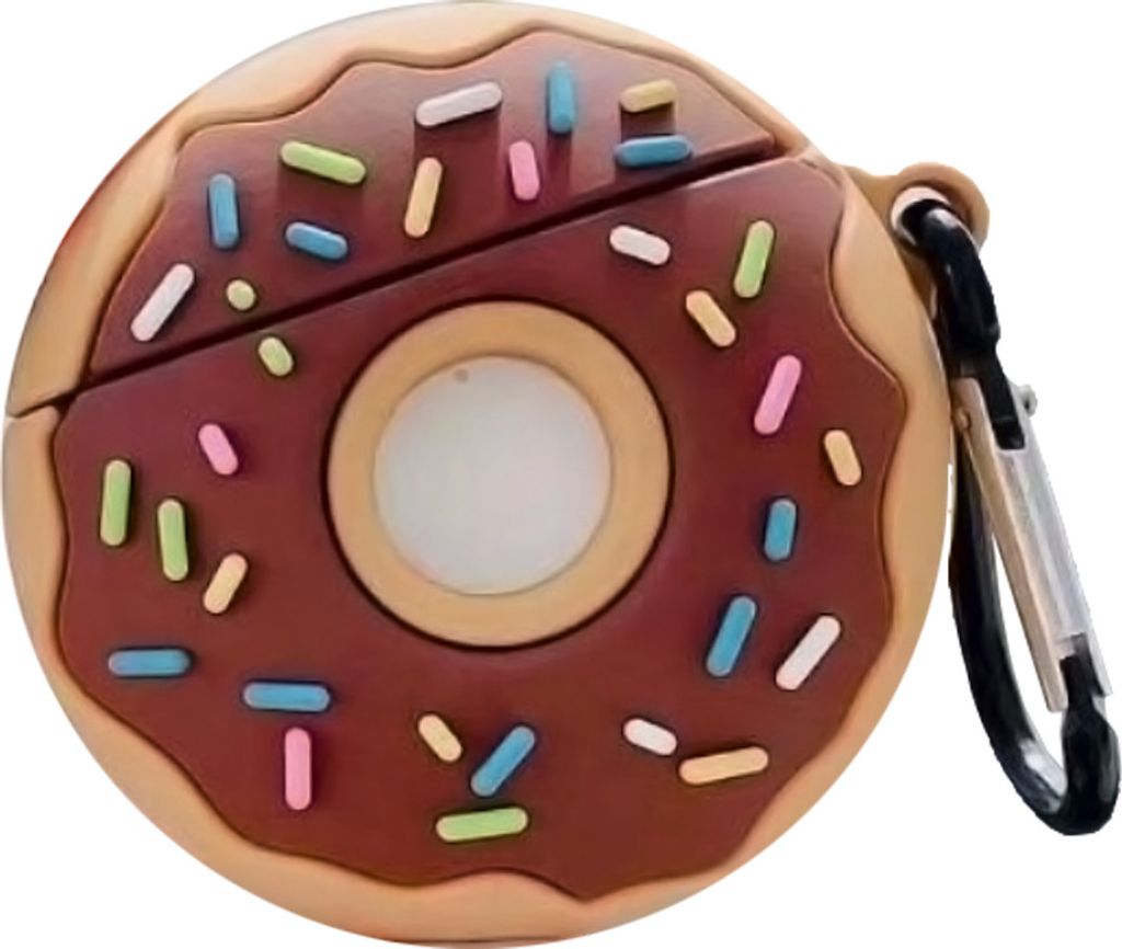 Peachy Donut-Silikon-Donut-Dekorationshülle, Kompatibel mit AirPods 1 und 2 - braun