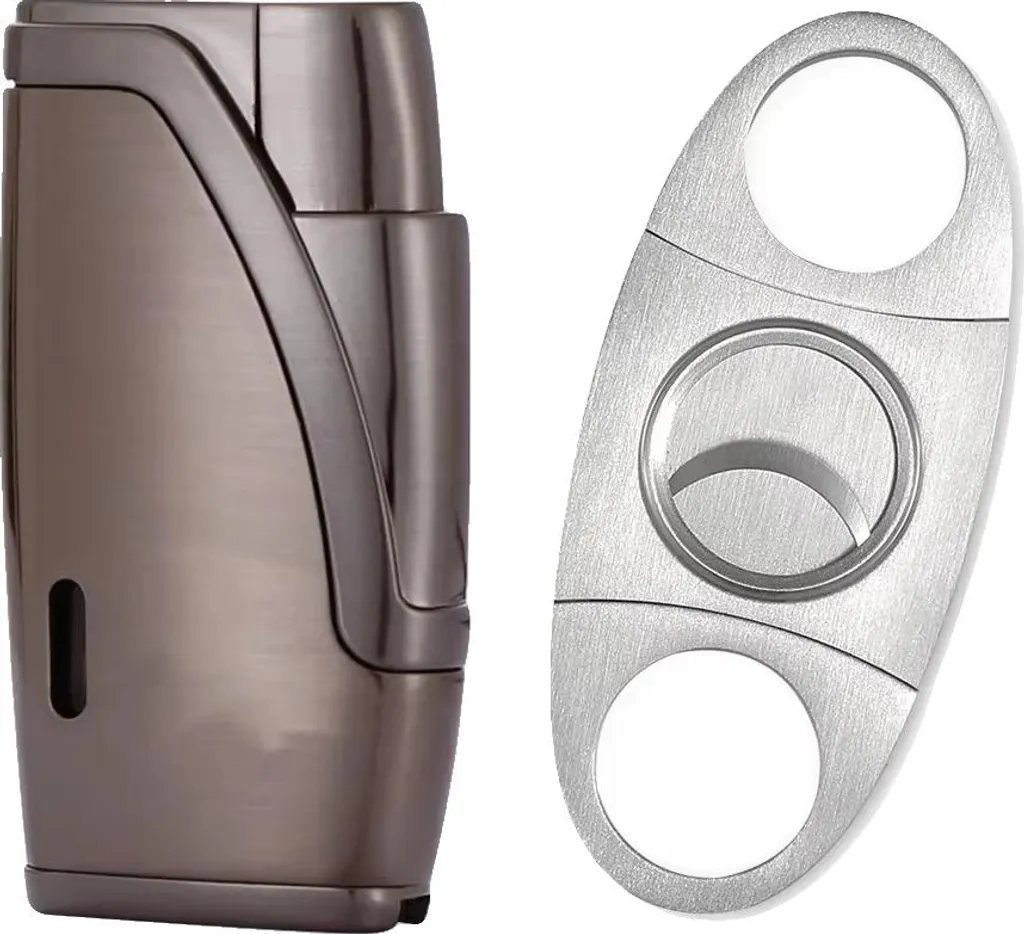 Allume-cigare rechargeable butane noir avec cutter métal haute précision